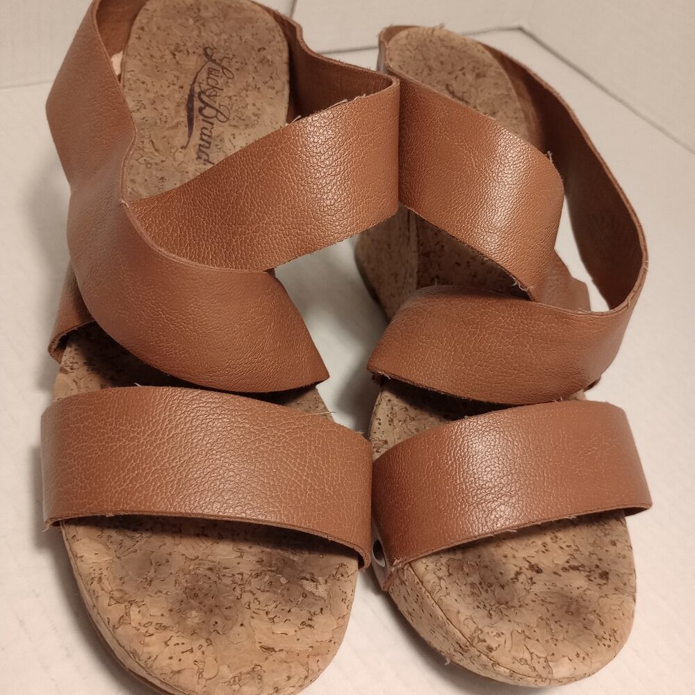 Lucky Brand Cork Wedges Brown Women's Size 7.5
